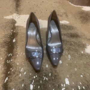 Patten leather heels